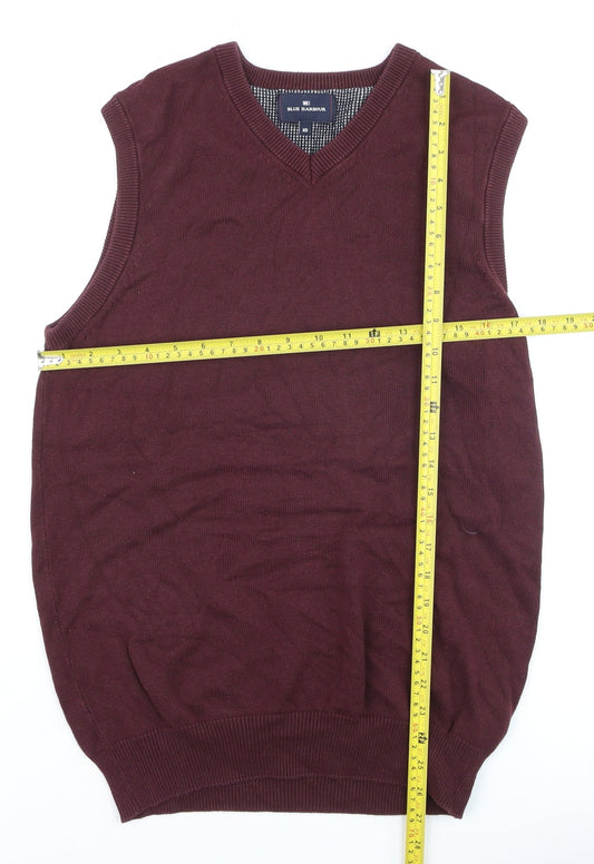 Marks and Spencer Blue Harbour Men's Red XS Cotton V-Neck Sleeveless Jumper Vest