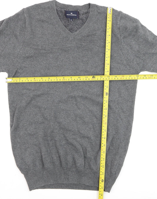 Marks and Spencer Blue Harbour Men's Grey XS V-Neck Cotton Jumper