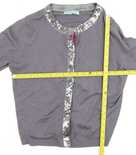 Dickins & Jones Women’s Grey Sequin Trim Cardigan Size L