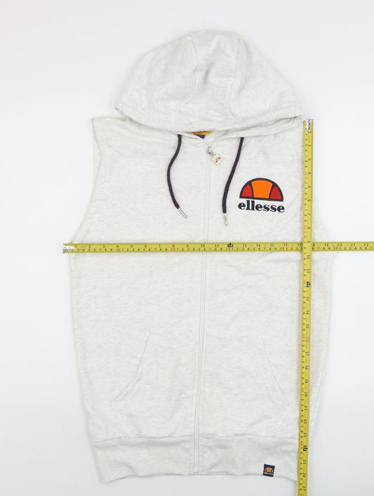 Ellesse Mens Grey Sleeveless Hooded Zip Tank Top Size S