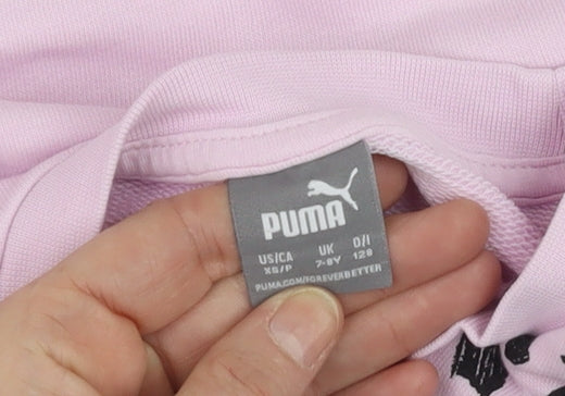 Additional view of Puma girls’ pink animal print logo pullover sweatshirt 7-8 years