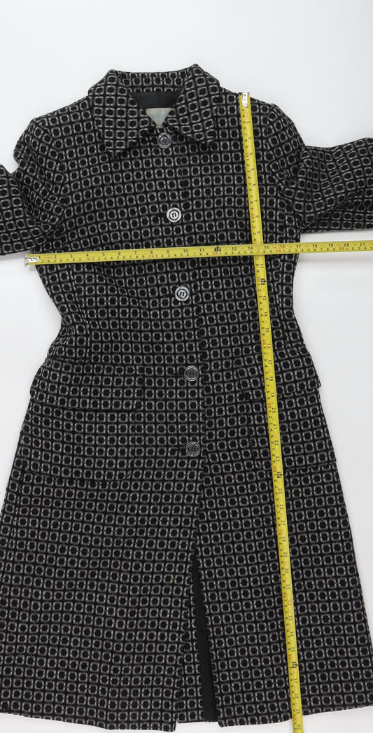 Oasis Women’s Black Wool Blend Long Overcoat Size 10