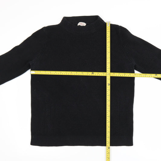 s.Oliver Men's Black Mock Neck Acrylic Knit Jumper M