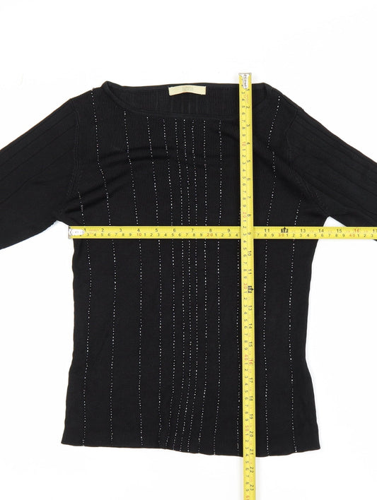 Marks and Spencer Women’s Black Beaded 3/4 Sleeve Knit Blouse Size 10