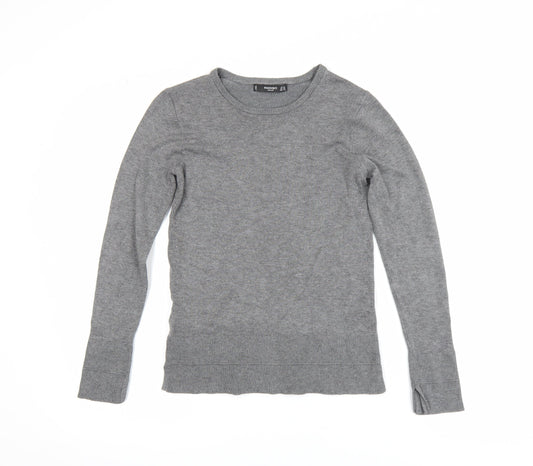 Mango Women Grey XS Pullover Jumper Long Sleeve Knit Viscose Blend