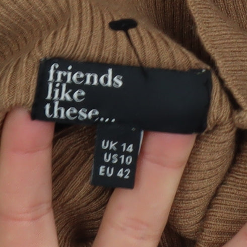 Friends Like These Women Brown Size 14 Knit Fit & Flare Dress