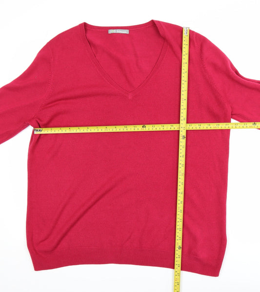 Marks and Spencer Women Red V-Neck Acrylic Jumper Size 20