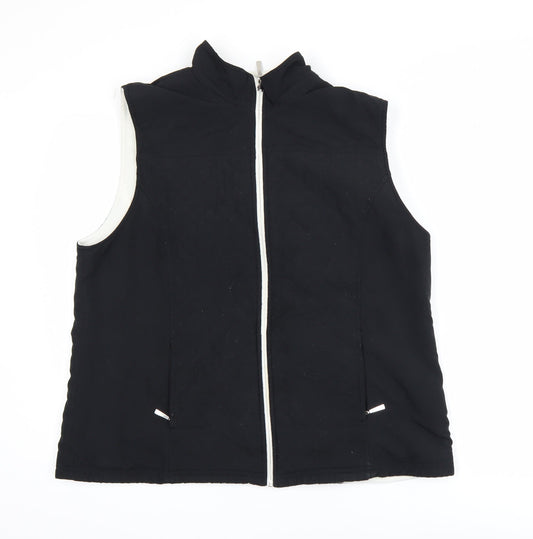 Additional front view of Karen Scott Sport Black Fleece Lined Zip Waistcoat L unisex bodywarmer