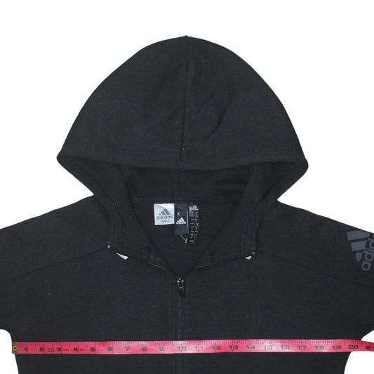 Adidas Women Black Full Zip Hoodie Size S Hooded Sweatshirt
