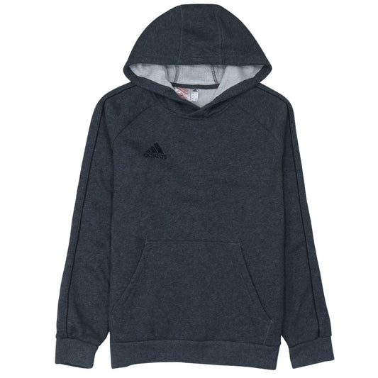 Additional front view of Adidas boys’ grey fleece pullover hoodie, size 13-14, years