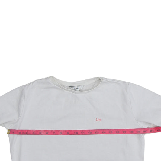 Lee Womens White Crew Neck Cotton Sweatshirt Size S Regular Fit