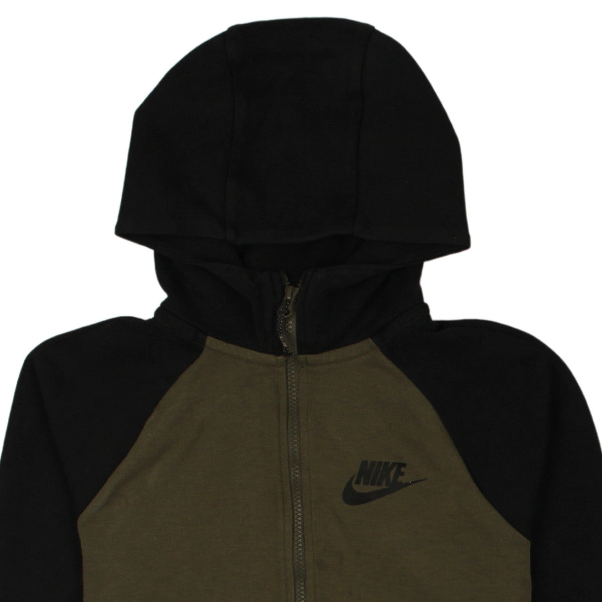 Brand and care label for Nike boys’ black & khaki full zip hoodie 12-13 years classic fit