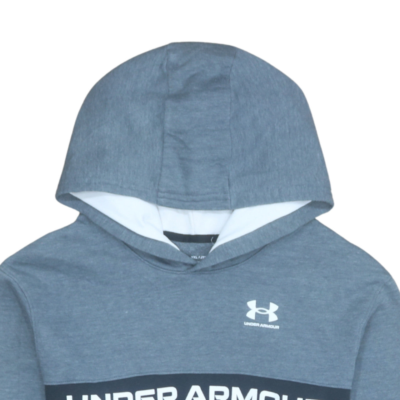 Additional view of Under Armour boys’ blue pullover hoodie xl colourblock logo fleece