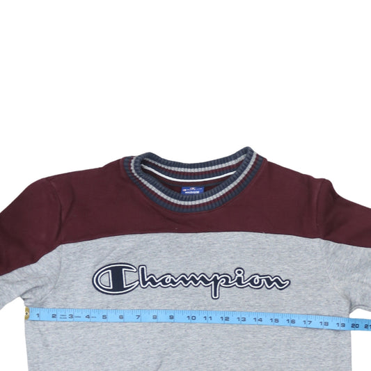 Champion Men's Grey & Maroon Logo Pullover Sweatshirt Size M
