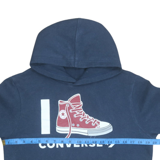 Converse Boys Blue XL Pullover Hoodie with Graphic Print and Hooded Pocket