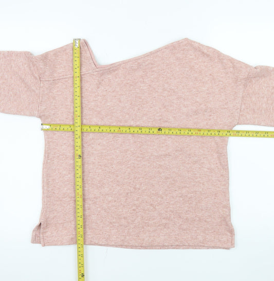 Next Women Pink One Shoulder Knit Top Size 10 Regular Fit