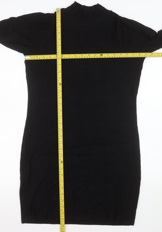 Next Women's Black High Neck Bodycon Knit Dress Size 10
