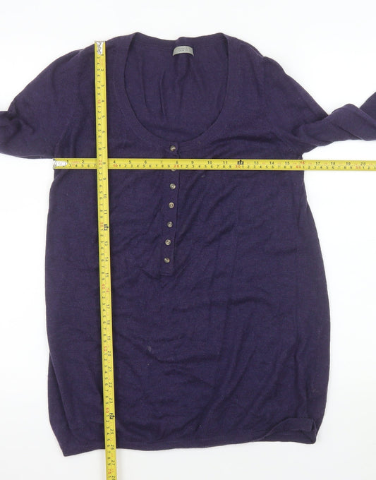 Marks and Spencer Women’s Purple Henley Wool Knit Jumper Size 10
