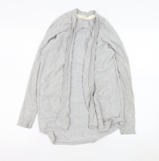 White Stuff Women's Grey Size 12 Cotton Open Cardigan