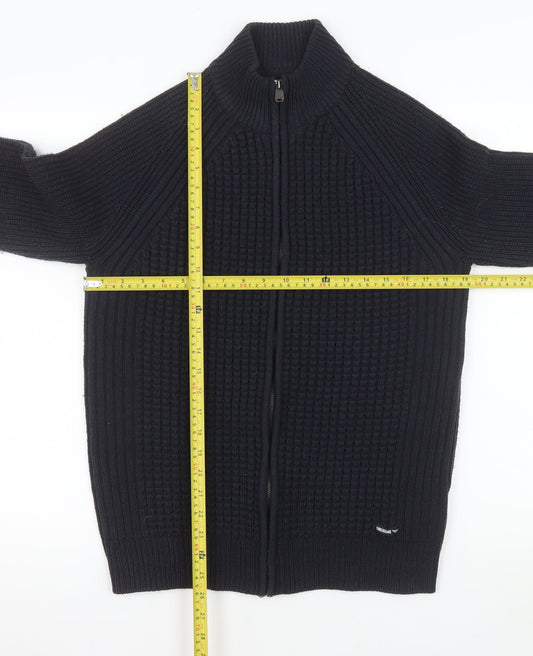 Threadbare Men Black Knit Full Zip Basic Jacket Size M