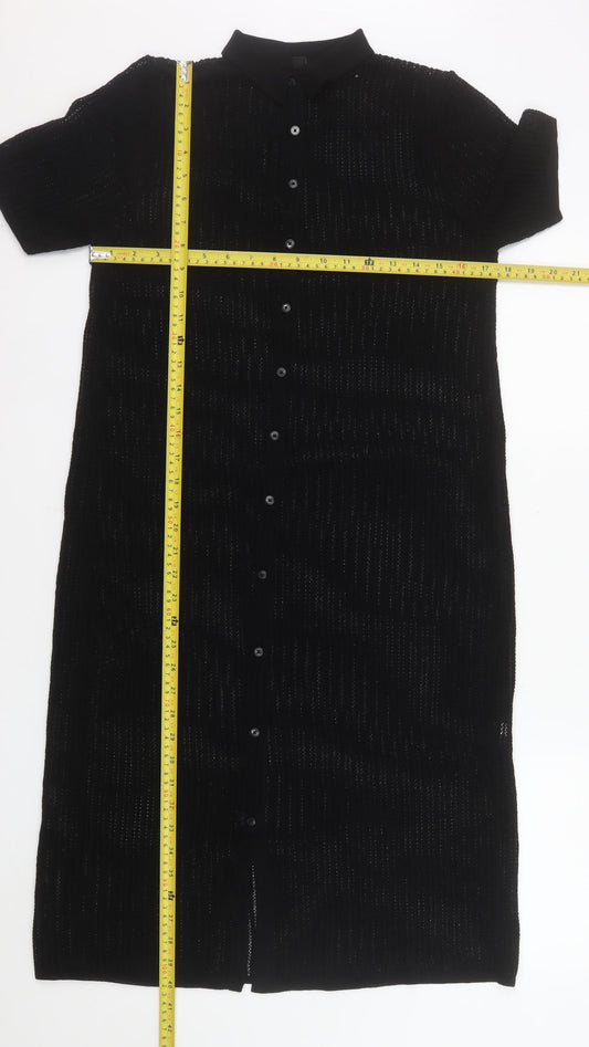 Uniqlo Women's Black Collared Knit Shirt Dress S
