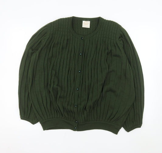 Eastex Women’s Green Cable-Knit Cardigan L Long Sleeve Acrylic