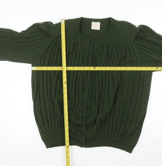 Eastex Women’s Green Cable-Knit Cardigan L Long Sleeve Acrylic