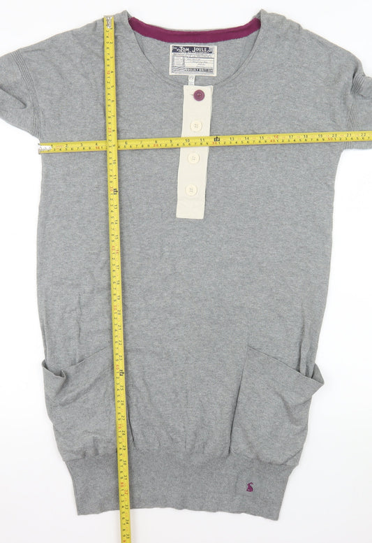 Joules Women’s Grey Knit Shift Henley Dress Size 12