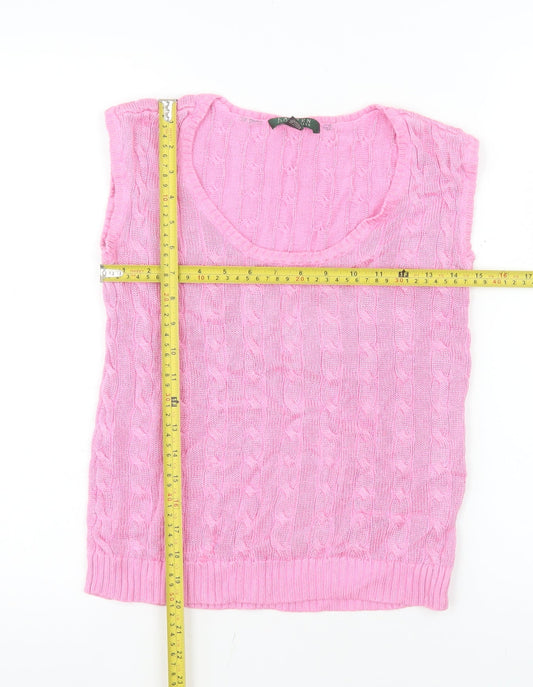 Ralph Lauren Women's Pink Cable-Knit Cotton Vest S