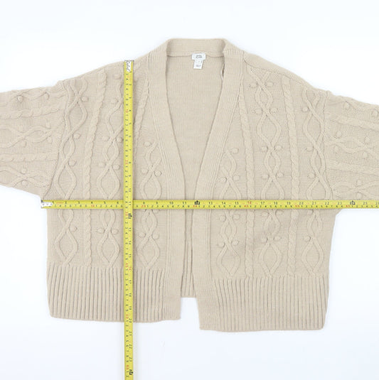 River Island Women’s Beige Cable-Knit Open Cardigan M