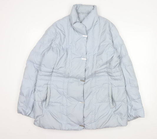 Viyella Women's Grey L Puffer Jacket Mid-Length Quilted Winter Coat