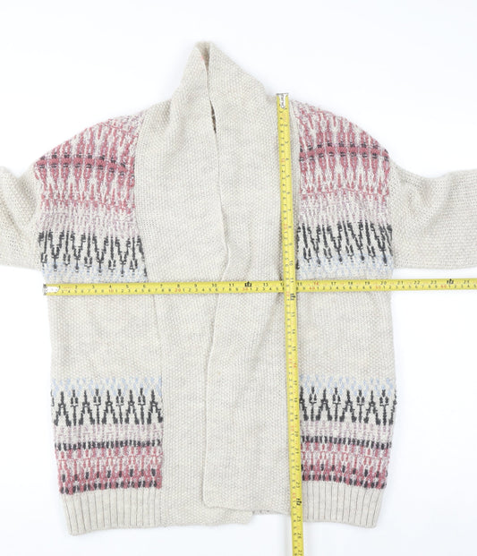 Marks and Spencer Women’s Beige Fair Isle Chunky Knit Cardigan Size 10