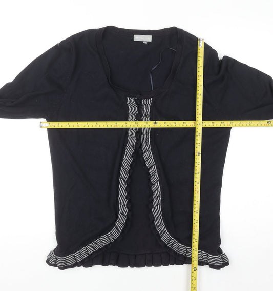 Marks and Spencer Per Una Women's Black Size 16 Ruffle Edge Knit Cardigan