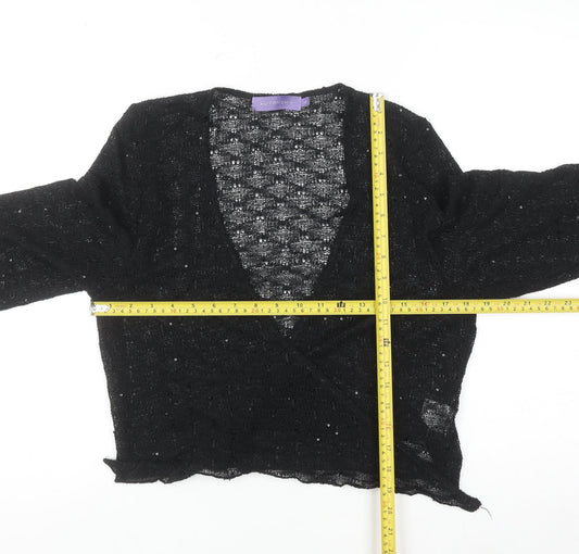 Autonomy Women's Black Sequin Wrap Cardigan L