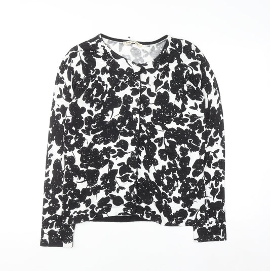 Betty Barclay Women's Black Floral Knit Cardigan Size 10