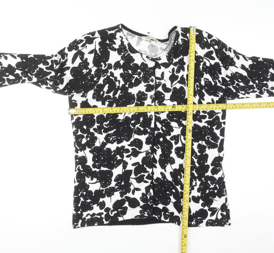Betty Barclay Women's Black Floral Knit Cardigan Size 10