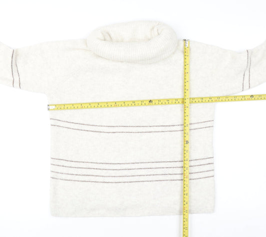 AND/OR Women’s Ivory Roll Neck Striped Knit Jumper Size 8