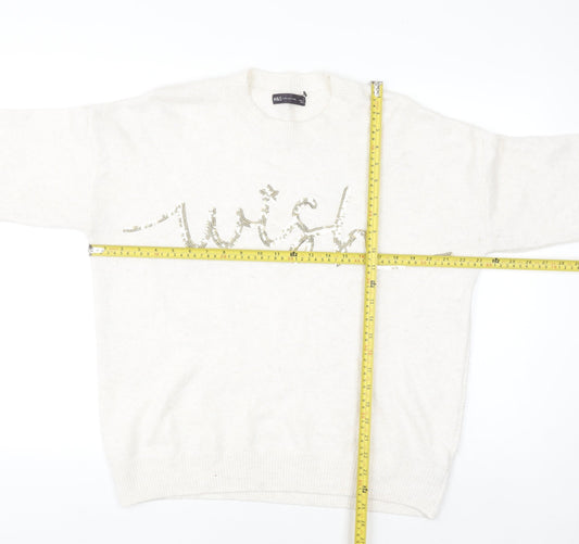 Marks and Spencer Women’s Ivory Sequin Wish Pullover Jumper Size L