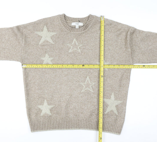 Marks and Spencer Womens Beige Star Knit Jumper Medium