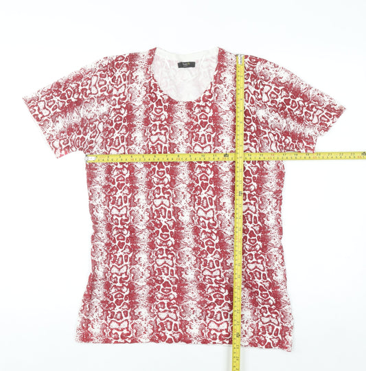 Happy D by Damart Womens Red Animal Print Viscose T-Shirt Size 14/16