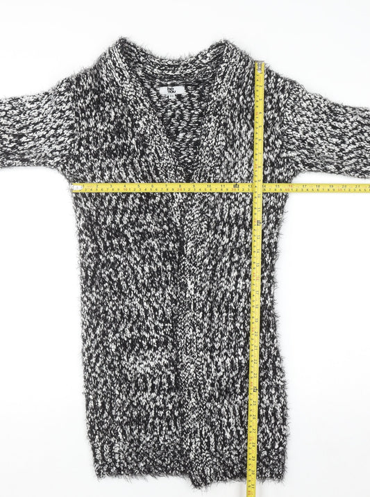 Be You Women’s Black White Chunky Knit Open Cardigan Size 8-10