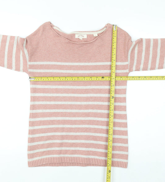 Fat Face Women’s Pink Striped Cotton Boat Neck Jumper Size 6