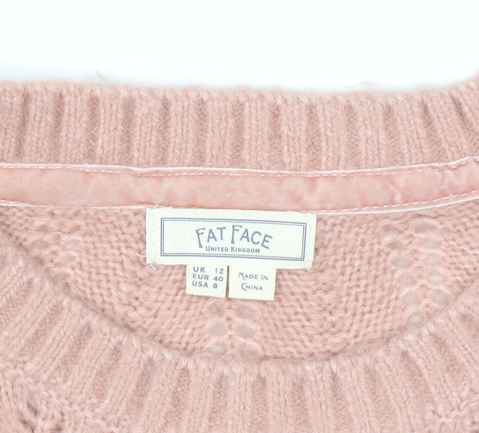 Fat Face Women’s Pink Fair Isle Knit Jumper Size 12