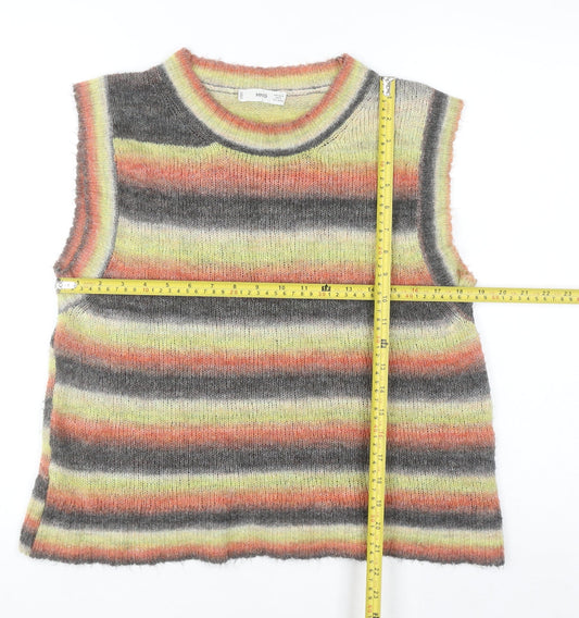 MNG Women’s Multicoloured Striped Knit Sleeveless Tank Top Size M