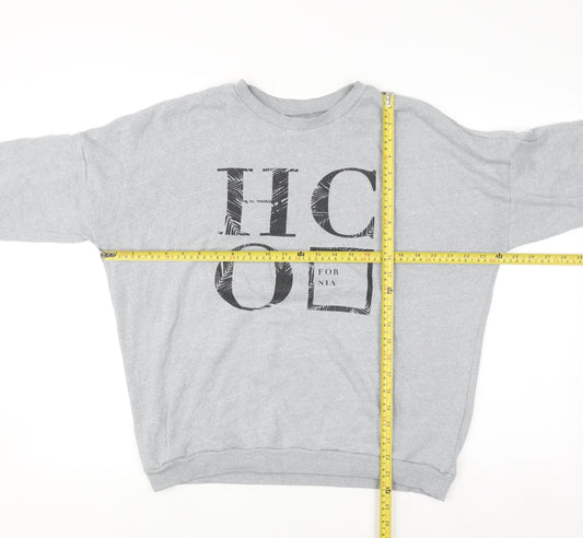 Hollister Women Grey Medium Pullover Sweatshirt Crew Neck California Print