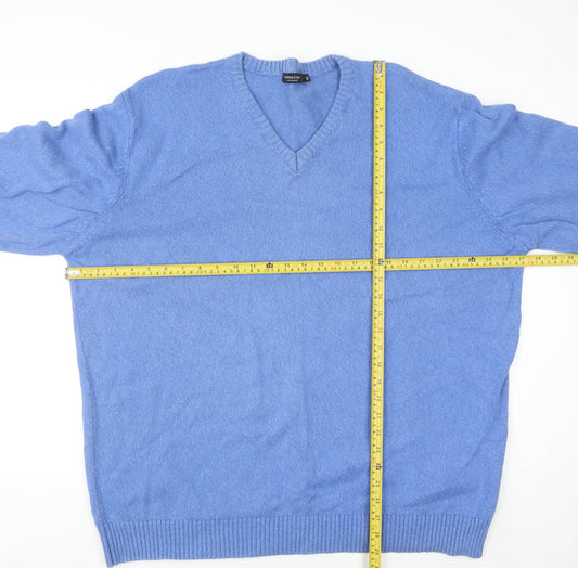 Capsule Men Blue 3XL Cotton V-Neck Pullover Jumper