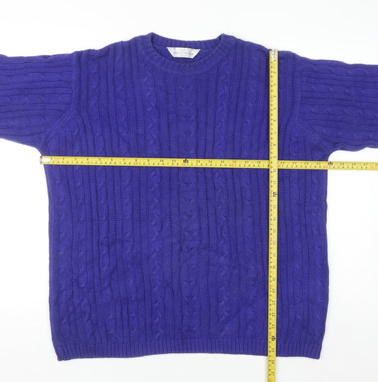 Marks & Spencer Womens Blue Cotton Cable Knit Jumper Size 16