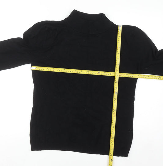 Klass Collection Women's Black Mock Neck Long Sleeve Pullover Jumper L