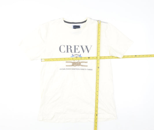 Crew Clothing Company Men's Beige Nautical Graphic Cotton T-Shirt Size M