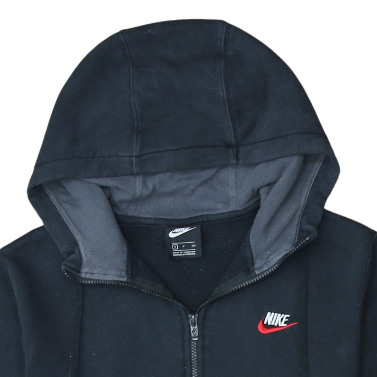 Nike Men’s Black Full Zip Hoodie S Fleece Cotton Logo Sportswear